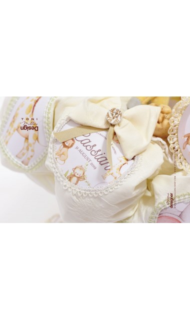 Lumanare de botez pentru baieti cu animale de plus, 65x4 cm, Jungla vesela 14